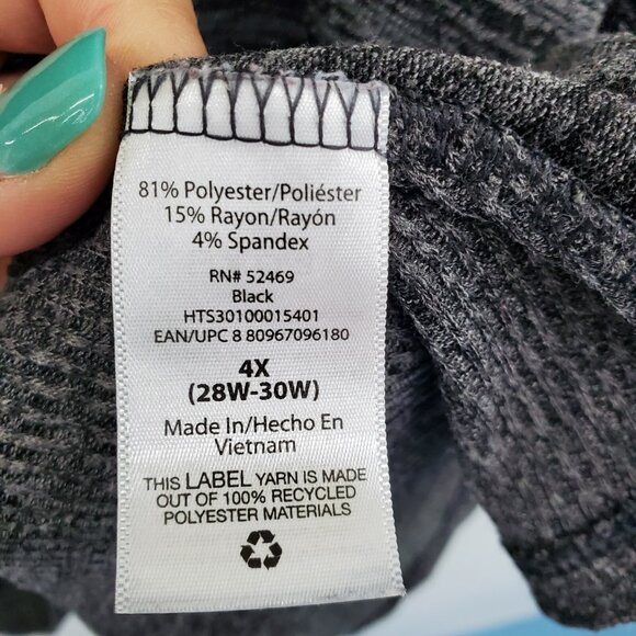 Terra & Sky 4X Sweater V-Neck Knit Lightweight Pullover Black Gray Plus Size - Picture 5 of 12